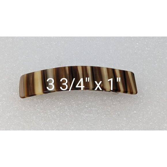 Vintage Brown Striped Hair Barrette Clip 3.75" x 1" - Picture 3 of 3